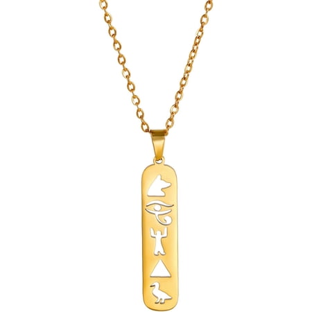 Cartouche Pendant Necklace for Women Eye of Horus/Ankh Cross Necklace Cartouche Personalized Name Necklace Hieroglyph Ancient Egyptian Amulet Jewelry Gift