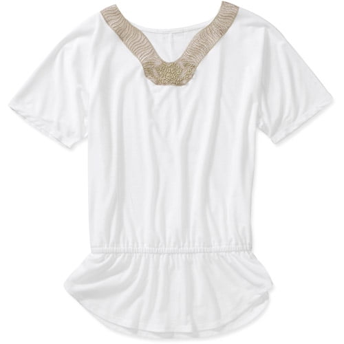 Concepts Women's Embellished Knit Top with Gathered Waist
