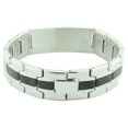 thumbnail image 3 of Stainless Steel Black Silver-Tone Religious Cross English Prayer Mens Bracelet, 3 of 4