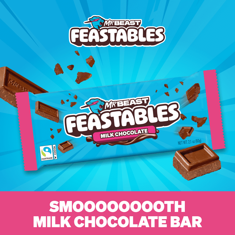 Feastables MrBeast Milk Chocolate Candy Bar, Creamier Texture, 2.1