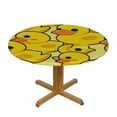 thumbnail image 3 of Nawypu Cute Rubber Ducks Tablecloth with Elastic Edge, Round Table Cloth Yellow Cartoon Ducky Washable Reusable Table Cover for Kitchen Dining Party Picnic, Medium, 3 of 7