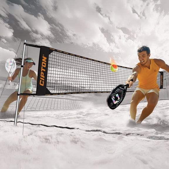 Cipton Beach Tennis Game Set – Regulation Net, Rackets, Balls & Portable Storage Bag, Perfect for beach, backyard and parks. Portable Tennis game anywhere!