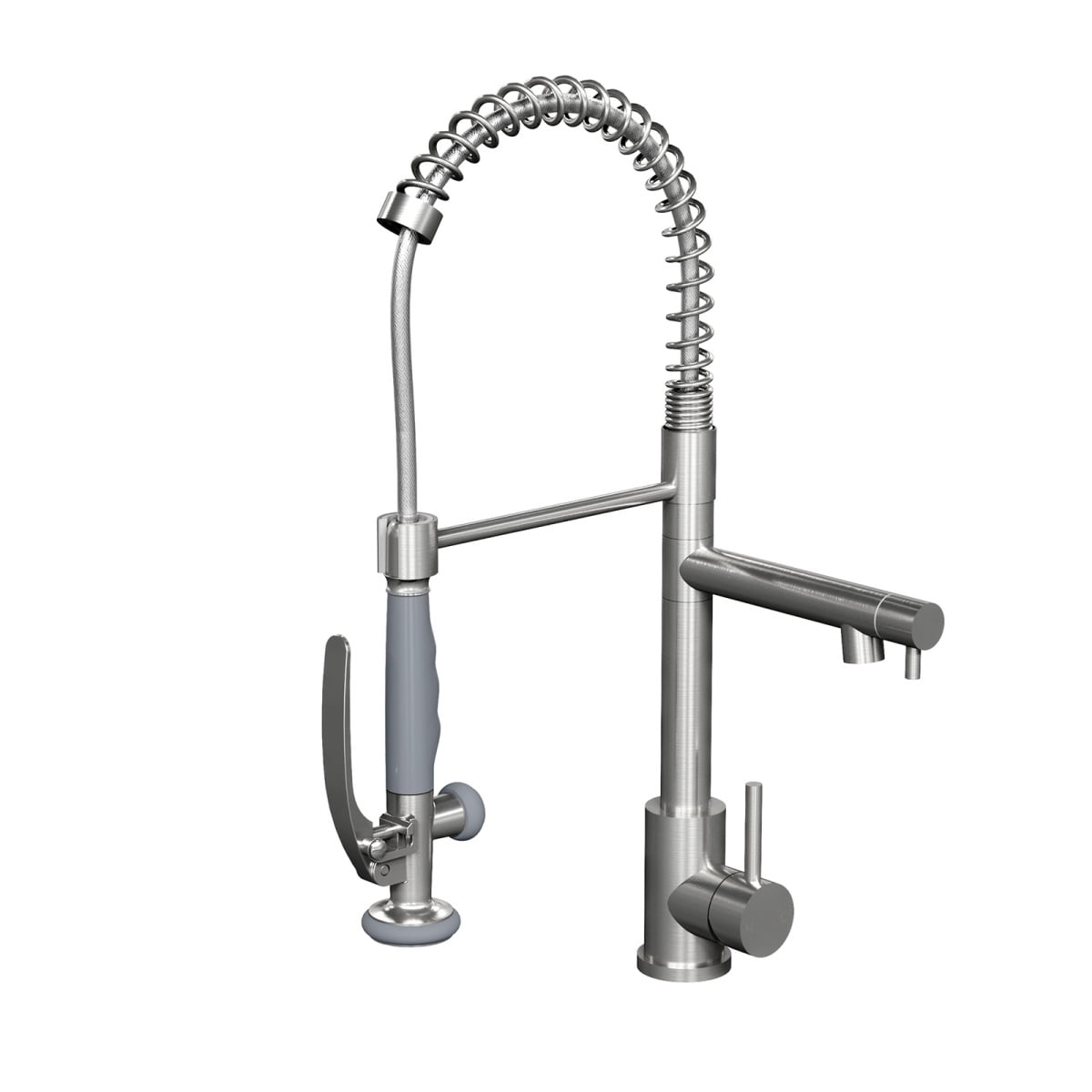 FENGFAN Brushed Nickel Commercial Pull Down Kitchen Faucet, 360 °   Swivel Single Handle Faucet with Pot Filler, 1 Pack