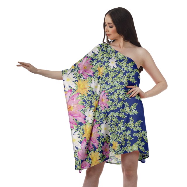 Moomaya 1 Robe à une Épaule Femmes Robe de Cocktail Décontractée Robes Caftan pour Femmes