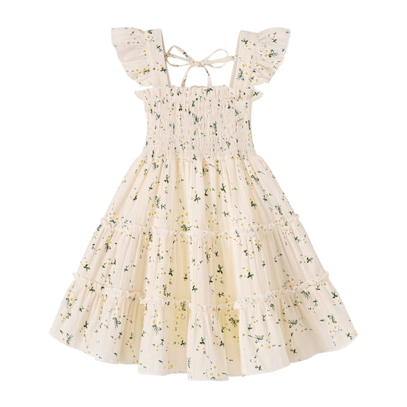Younger Tree Baby Girl Dress Kid Summer Clothes Sleeveless Flower Beach Boho Princess Sundress for 3-4T