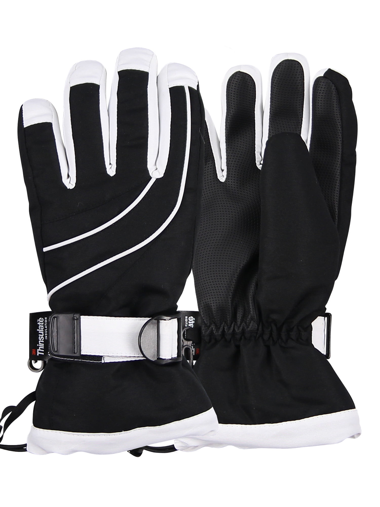 Urban Boundaries Women's Insulated Waterproof Winter Snow Ski Glove (Black/White, Large) 0016