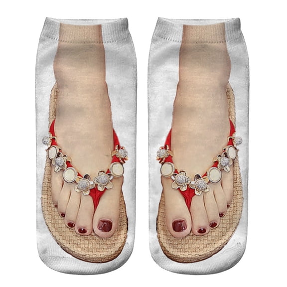 Multicolor Socks 3D Pattern Manicure Print Socks Funny Hidden Running Socks Women Personalized