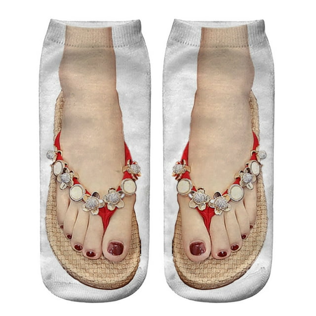 Kelon Stockings On Sale Polyester Long Socks 3D Pattern Manicure Print Socks Funny Hidden Running Socks Women Personalized
