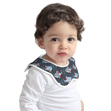 

Haiem ROMASA Muslin Baby Bibs Cotton Baby Bandana Drool Bibs for Child Absorbent Newborns Infant Burp Cloths for Teething Drooling(Party Shark Cute )