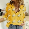 thumbnail image 2 of ZOHIUM Women Tops Dressy Casual Fashion Women's Loose Button Solid Lapel Long Sleeves T Shirt Blouse Tops Womens Tops Dressy Casual Summer Tops for Women 2161 Women Summer Tops (Yellow,XL), 2 of 6