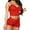 Red, variant on Christmas pajamas Christmas gift Womens Casual Comfortable V-neck Lace Camisole Slim Top Sleeveless Pajama Shorts Home Sleepwear Set
