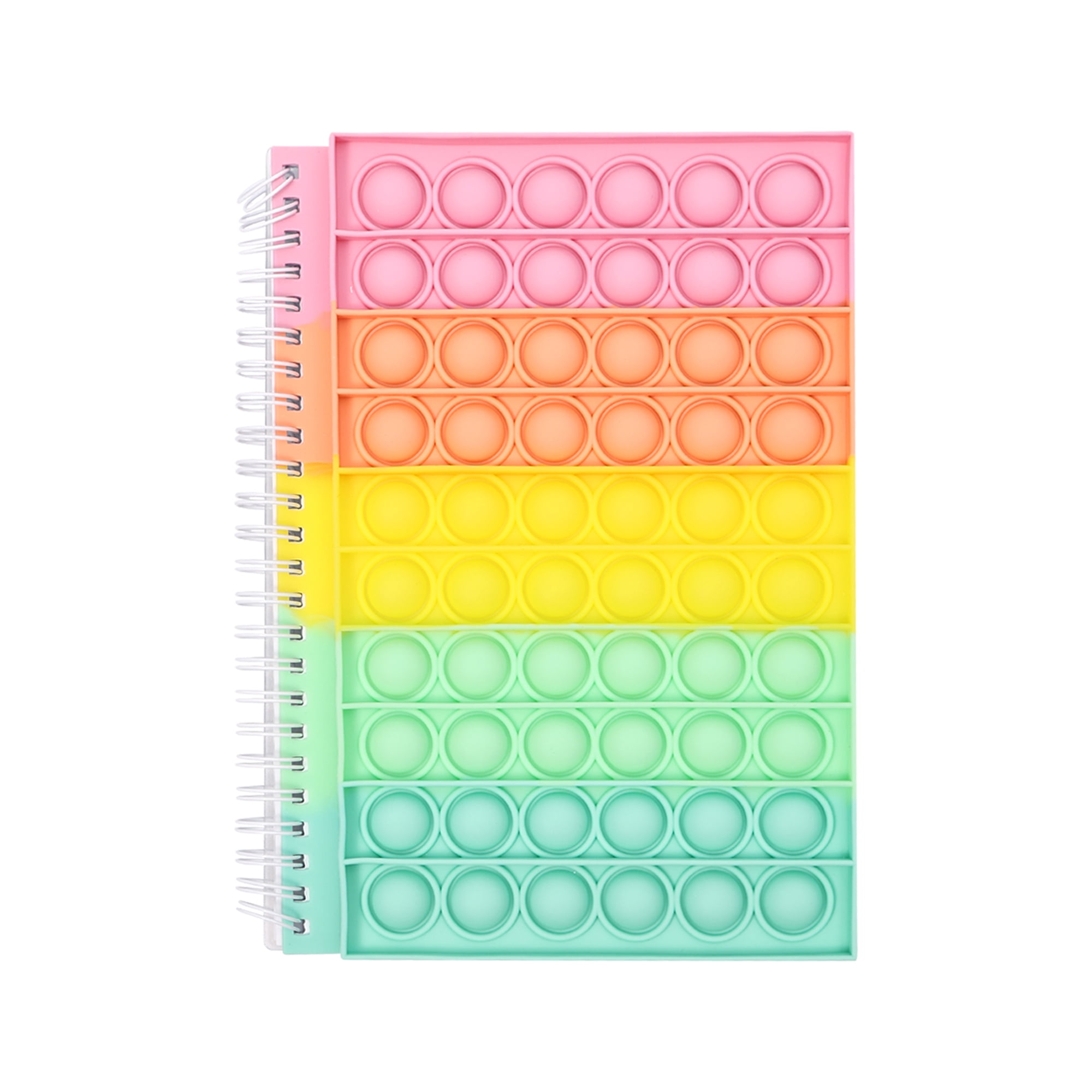 Bubble Fidget Pop-in-It Spiral Notebook College Ruled Paper Fidget Rainbow Notebook Portable for School Home College A 