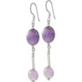 thumbnail image 2 of Sterling Silver Polished Beaded Bar Amethyst Dangle Earrings (Width 10 To 11) (Length 61.75) - Jbsp, 2 of 5