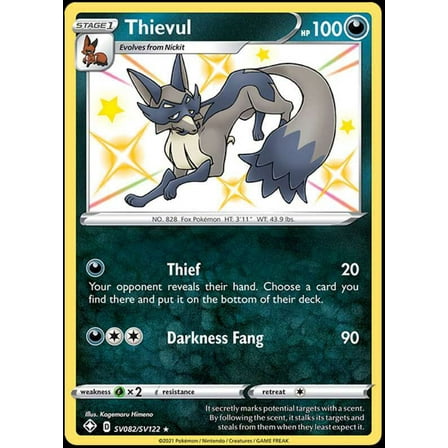 Pokemon Shining Fates Shiny Rare Thievul SV082