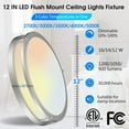 thumbnail image 3 of ENERGETIC 12" LED Ceiling Light, Dimmable Modern Flush Mount, Brushed Nickel, Selectable Color and Watts, 3 of 6