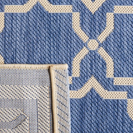SAFAVIEH Courtyard Allison Geometric Bordered Indoor/Outdoor Area Rug, 9' x 12', Blue/Beige