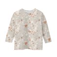 thumbnail image 4 of Jinhomg Casual Shirts for Toddler Girls Elegant Floral Print Tunic Blouse Loose Fit Comfy 3/4 Sleeve Crew Neck Tops Spring Summer Daily Wear Women White 3 Years, 4 of 5