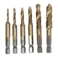 thumbnail image 1 of High Speed Steel Taps Bits, Combination Drill Tap Bit Standard Sizes Wear Resistance M3-M10 With 1/4in Hex Shank For Drilling Tapping Machine, 1 of 8