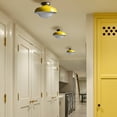 thumbnail image 2 of Claxy Yellow Dome Semi Flush Mount Light with Globe Milk Glass Shade, 2 of 6