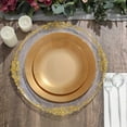 thumbnail image 2 of HLONK Lot de 10 Assiettes de Service Rondes Jetables en Plastique Martelé Transparent à Paillettes Dorées avec Rebord Doré - 13”, 2 of 11