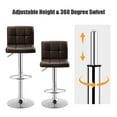 thumbnail image 6 of Costway Set of 2 Bar Stools Adjustable PU Leather Swivel Kitchen Counter Bar Chair Brown, 6 of 12