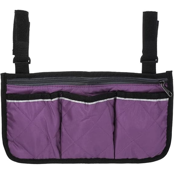Beach Chair Armrest Bag, Waterproof Beach Chair Hanging Storage Pouch Arm Rest Magazine Snack Bag with 4 Pockets for Camping Outdoors,Purple