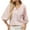 Pink, variant on Lenpel Women's Button down Shirts Striped V Neck Collared Pleated 3/4 Length Lantern Sleeve Tops Summer Spring Outfits