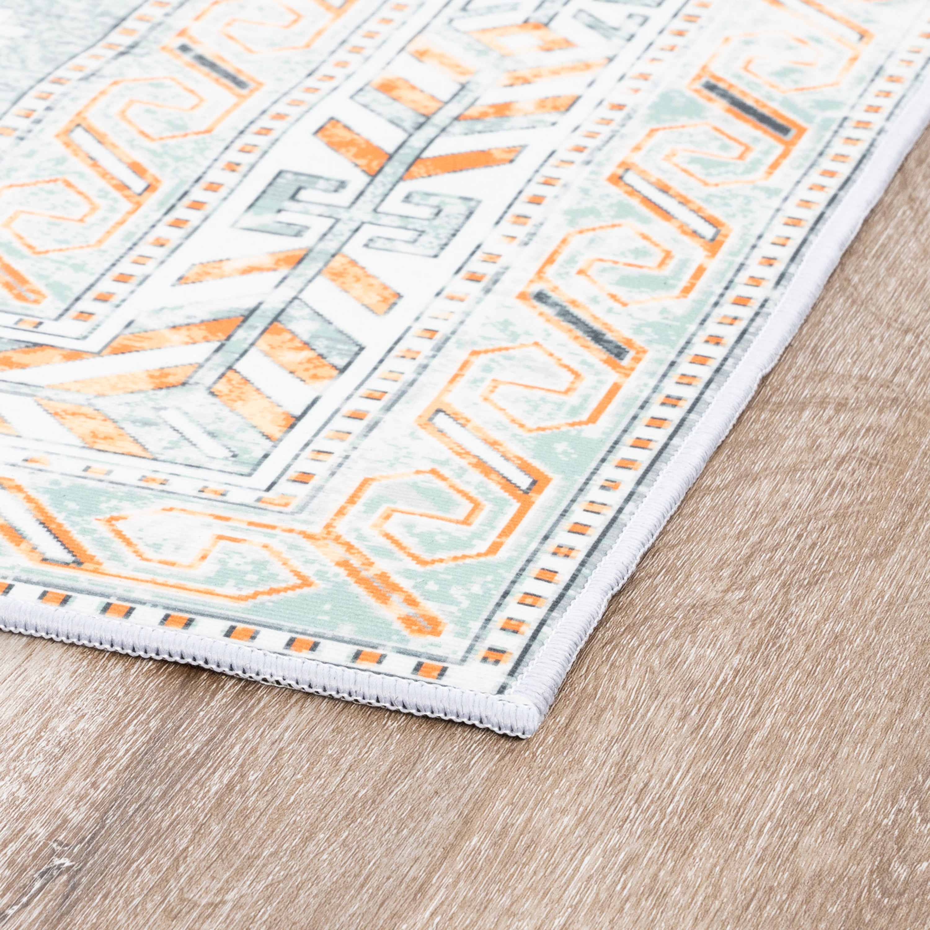 Estate Transitional 7.5' x 10' Gray and Teal Polyester Indoor Area Rug