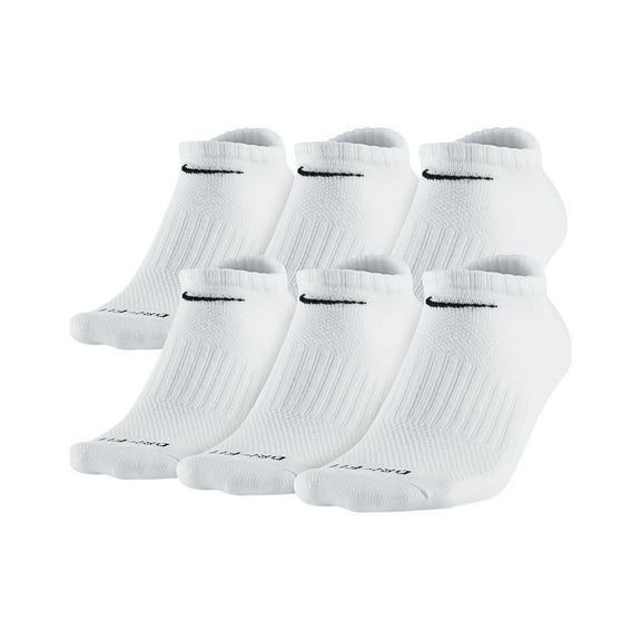 Nike Men's Dri-Fit Cushioned No-Show Socks Large (shoe size 8-12) (White)