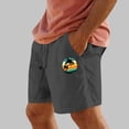 thumbnail image 2 of Pantalones Cortos para Hombre Cintura Elástica con Bolsillos Color Sólido Casual Cordón Suelto Pantalones Cortos de Ejercicio, 2 of 4