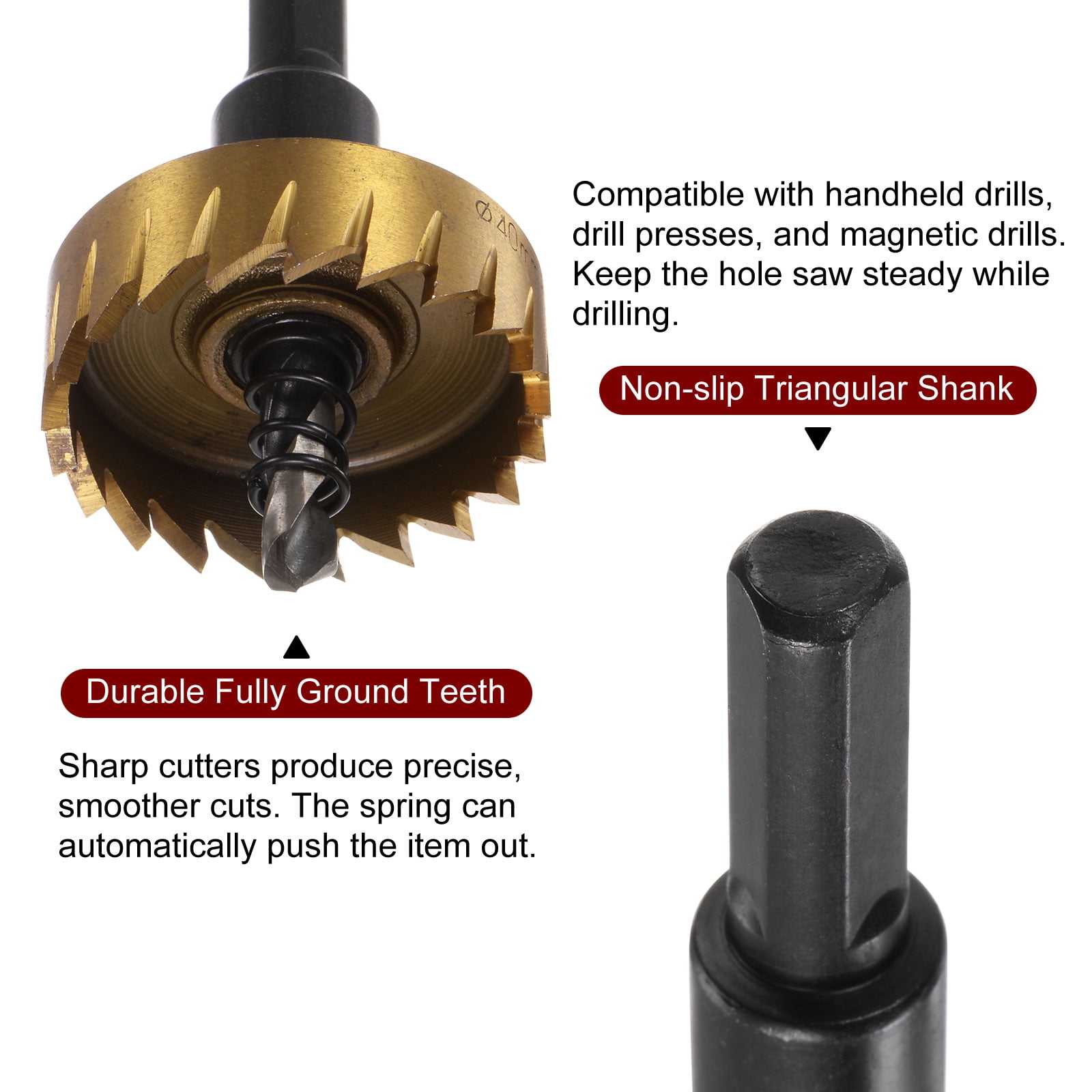 Uxcell 40mm M35 HSS (High Speed Steel) Hole Saw Drill Bit Cutter for Stainless Steel Alloy Metal 2 Pack