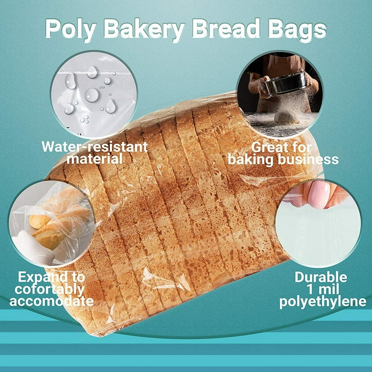 PUREVACY Gusseted Plastic Bread Bags 5.5 x 4.75 x 19 Inch, Plastic