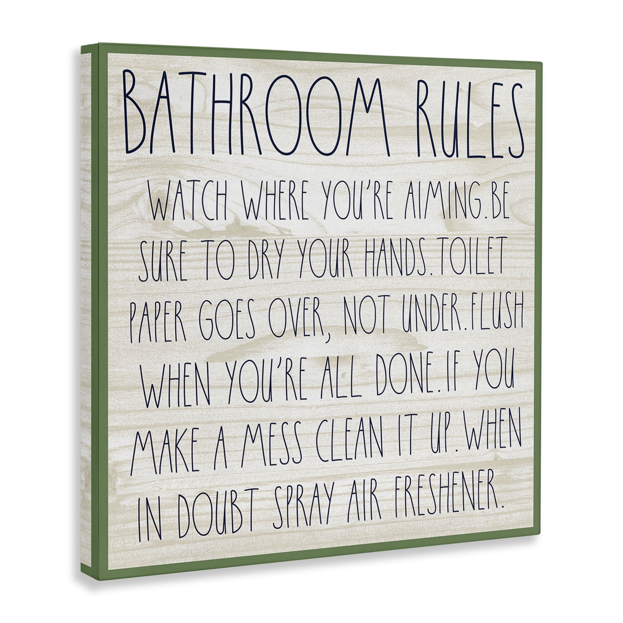 Stupell Industries Rustic Chic Bathroom Typography Painting Gallery Wrapped Canvas Art Print Wall Art, 24 x 24