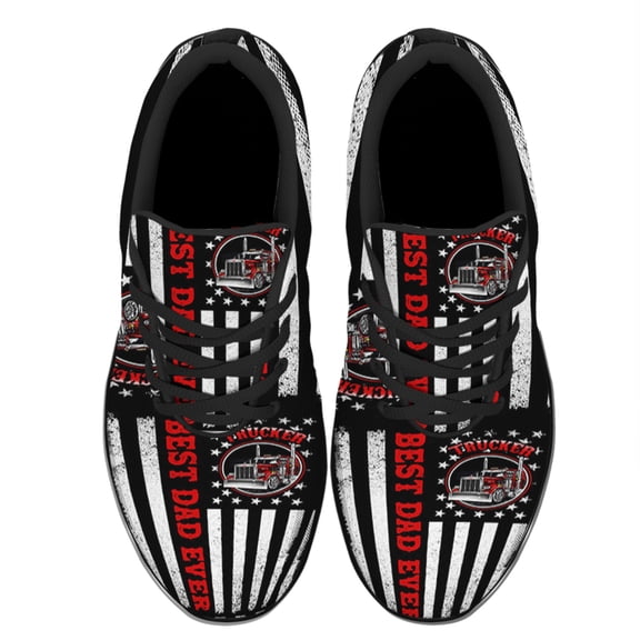 Best Dad Ever Trucker Shoes Women's Fashion Sneakers Tennis Running Shoes for Men Women Black Size 3.5