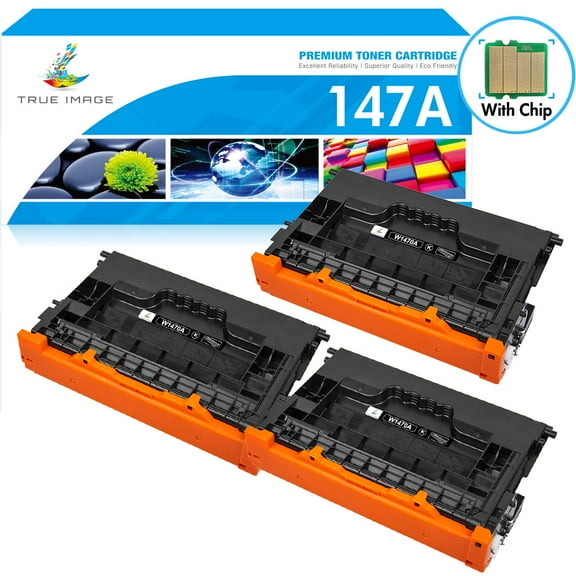 147A Black Toner Cartridge 3-Pack (with Chip) Compatible Replacement for HP 147A 147X W1470A W1470X for HP Laserjet Enterprise M610n M611dn M611x M612dn M612x MFP M634h M635fht M635h Printer Ink