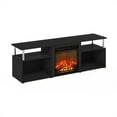 thumbnail image 2 of Furinno Jensen Fireplace Entertainment Center for TV up to 70 Inch with Stainless Steel Tubes, Americano/Chrome, 2 of 7