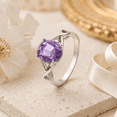thumbnail image 5 of Purple Oval Cut Cubic Zirconia Engagement Ring for Women Size 7 Sterling Silver Birthstone Ring by Ginger Lyne, 5 of 5
