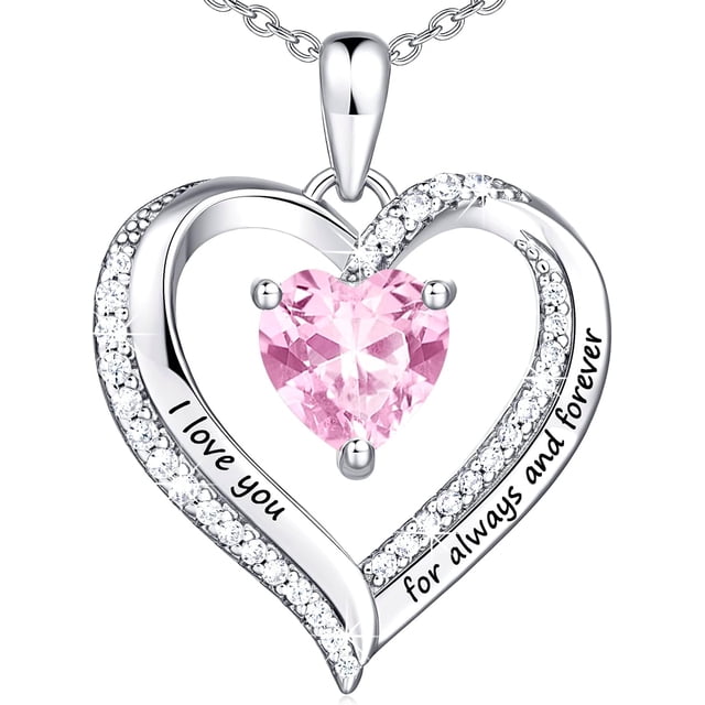 Collar de plata de ley 925 para mujer, collar de oro rosa y oro blanco, collar de piedra natal para mujer, joyería perfecta para el día de San Valentín, Navidad, cumpleaños, aniversario, esposa