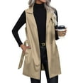 thumbnail image 7 of WTOBBY Women's Sleeveless PU Leather Jacket Vest Belted Waist Tie Front Stand Collar Fashion Outerwear Lightweight Faux Moto Style with Zippered Pockets Edgy Look,Beige 2XL, 7 of 7