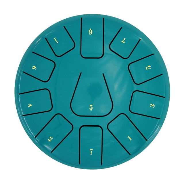 Lake Blue 8-inch Titanium Steel Alloy Steel Tongue Drum - 11 Notes for Beginners, Pure & Ethereal Sound, with Drum Mallets, Finger Picks, Note Sticker, Music Book, Cleaning Cloth & Drum Bag Included