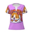 thumbnail image 3 of Naloa Corgi In Sushi Roll Print T-Shirts Short Sleeve V Neck Tees for Women Fashion Tops Trendy Lightweight Soft Casual Summer Outfits Clothes, 3 of 5