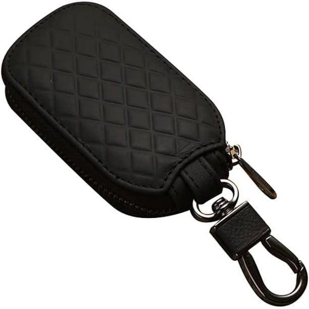 Funda para llave de coche, de cuero, con cremallera y gancho metálico, unisex (1 unidad)