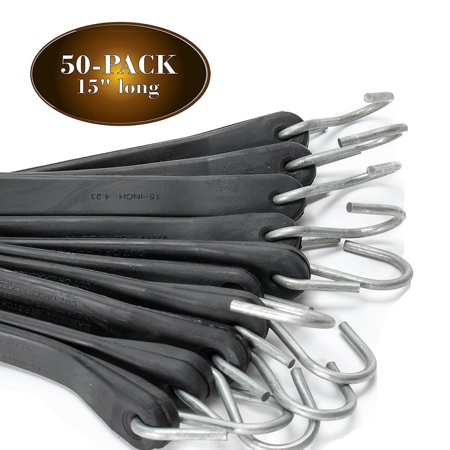 10 Pack Heavy Duty 15" 100% Natural Rubber Bungee Straps Tie-Down Cords 