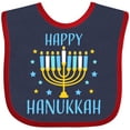 thumbnail image 3 of Inktastic Happy Hanukkah with Menorah and Stars Boys or Girls Baby Bib, 3 of 4