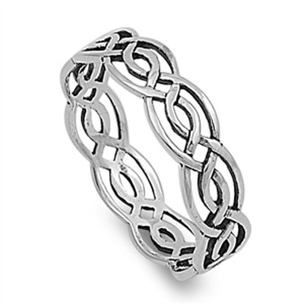 Sterling Silver Women's Celtic Infinity Ring Wholesale 925 Band 5mm Size 14