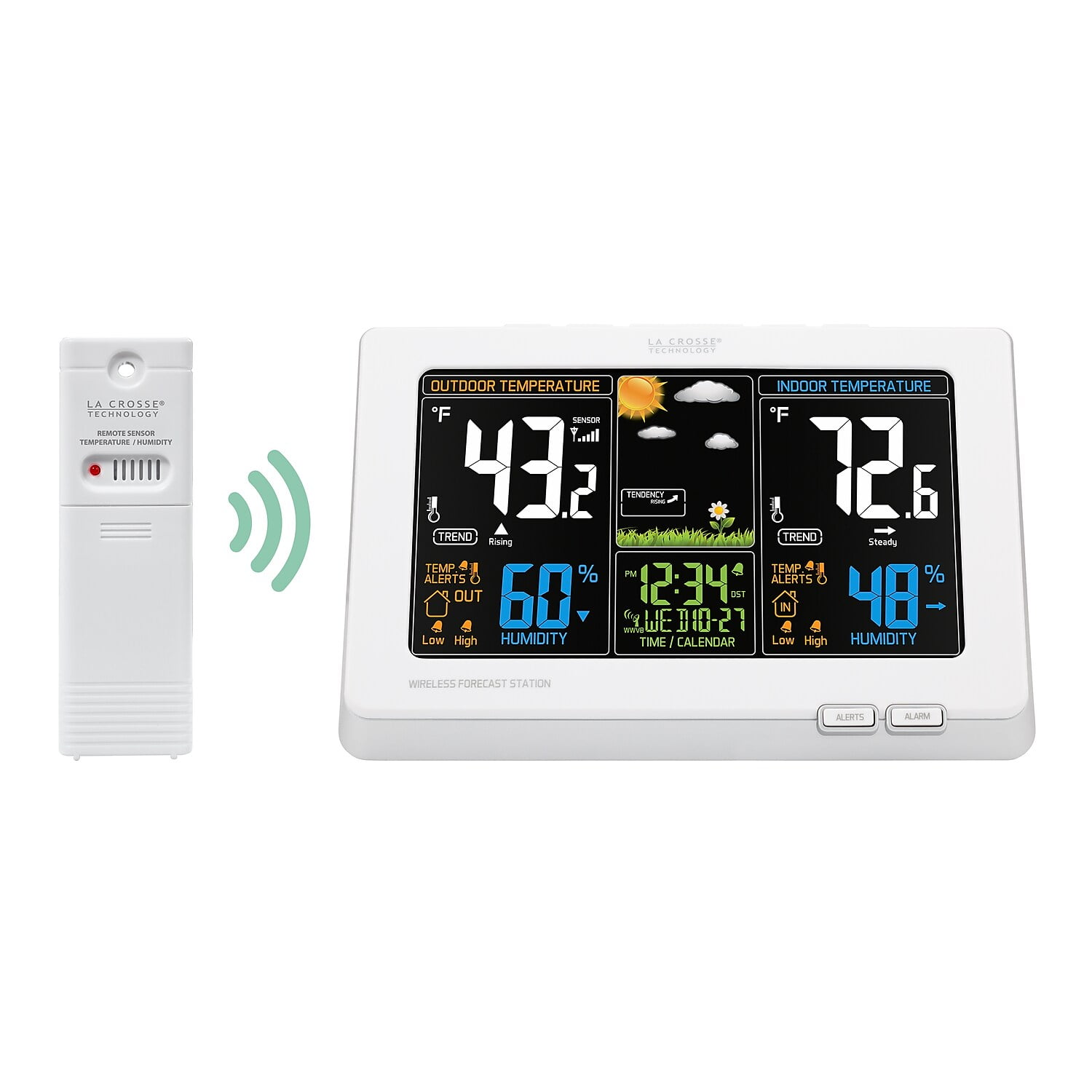 La Crosse Technology Wireless Atomic Digital Color Forecast Station with Alerts, White, 308-1414W