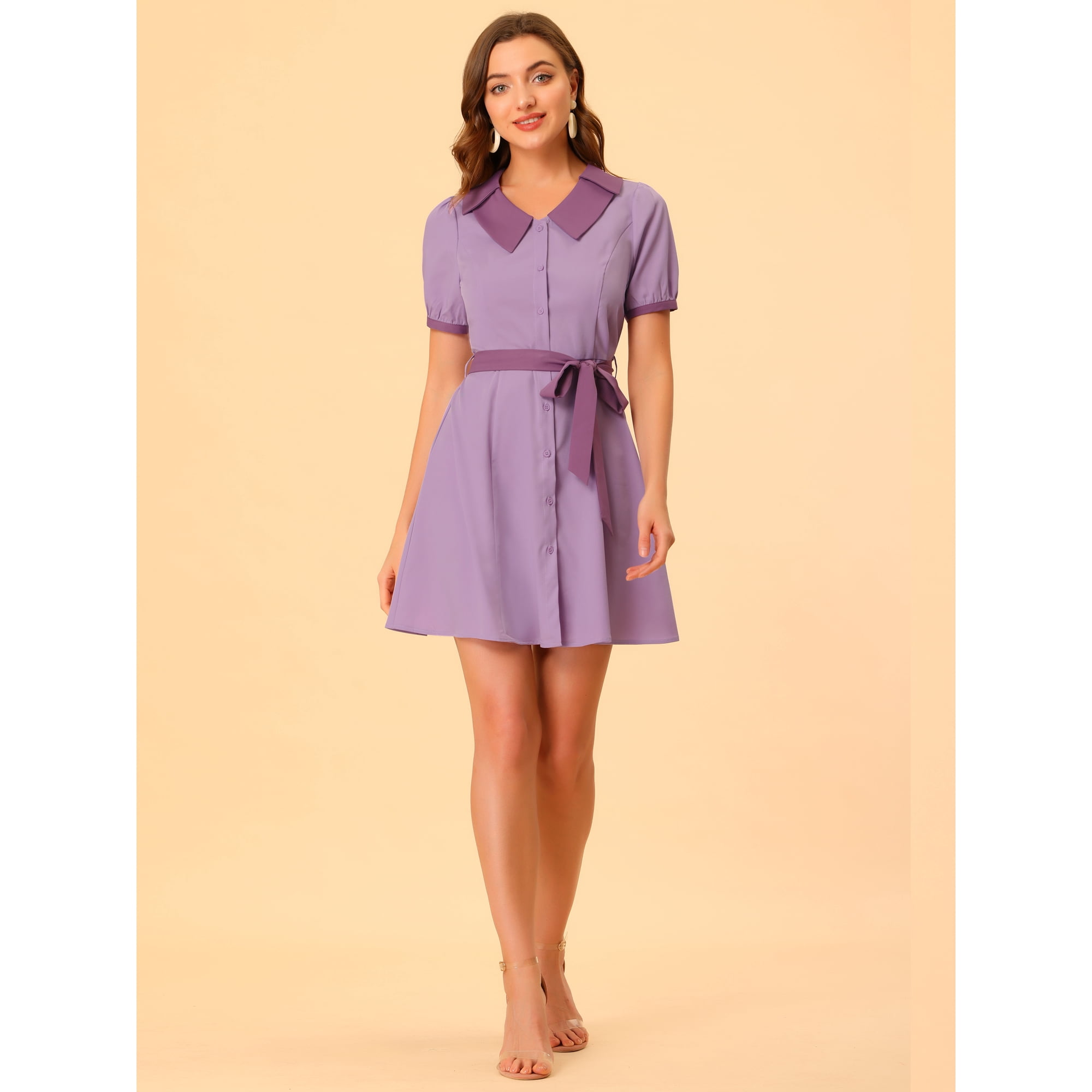 Dress with collar and short sleeves best sale