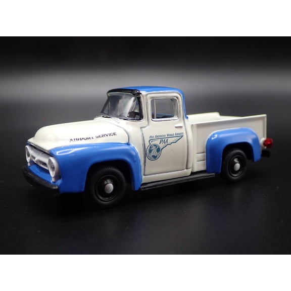 Open Box 1956 56 FORD F100 PICKUP TRUCK PAN AM WHITE 1:64 SCALE DIORAMA DIECAST MODEL CAR