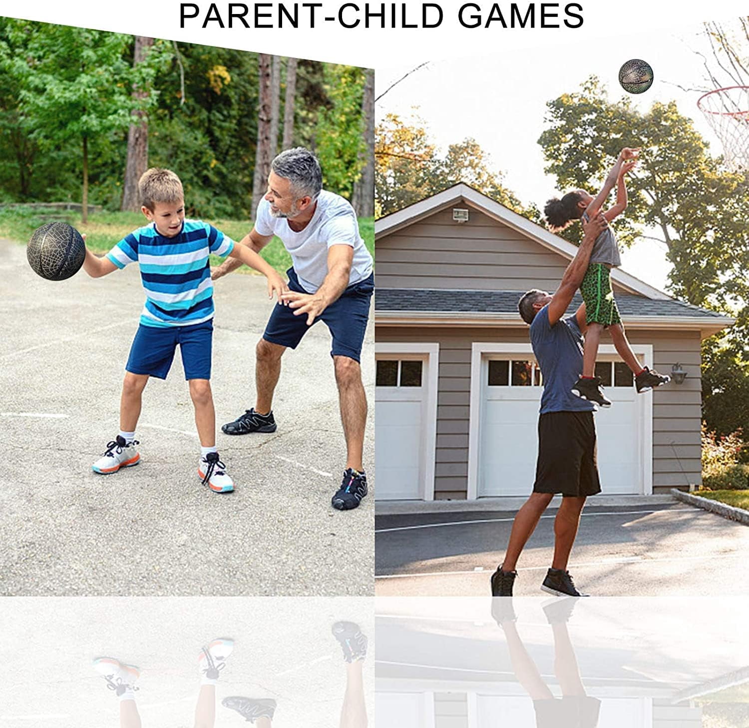 Basketball, Holographic Basketball Size 5 (27.5") & Size 6 (28.5") & Size 7 (29.5") for Kids & Adults, Reflective Glowing Leather Basketball, Indoor Outdoor Basketball Gifts for Boys Girls