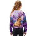 thumbnail image 2 of Xoenoiee Horse Butterfly Lavender Print Girls Half Zip Hoodie Lightweight Hooded Sweatshirt Fleece Pullover for Teen Long Sleeve Tops Fall Winter Clothes, 13-14 Years, 2 of 7